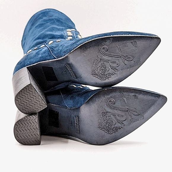 🍒NIB🍒 FREE PEOPLE WESTERN STUDDED SUEDE BOOTS - Picture 7 of 14